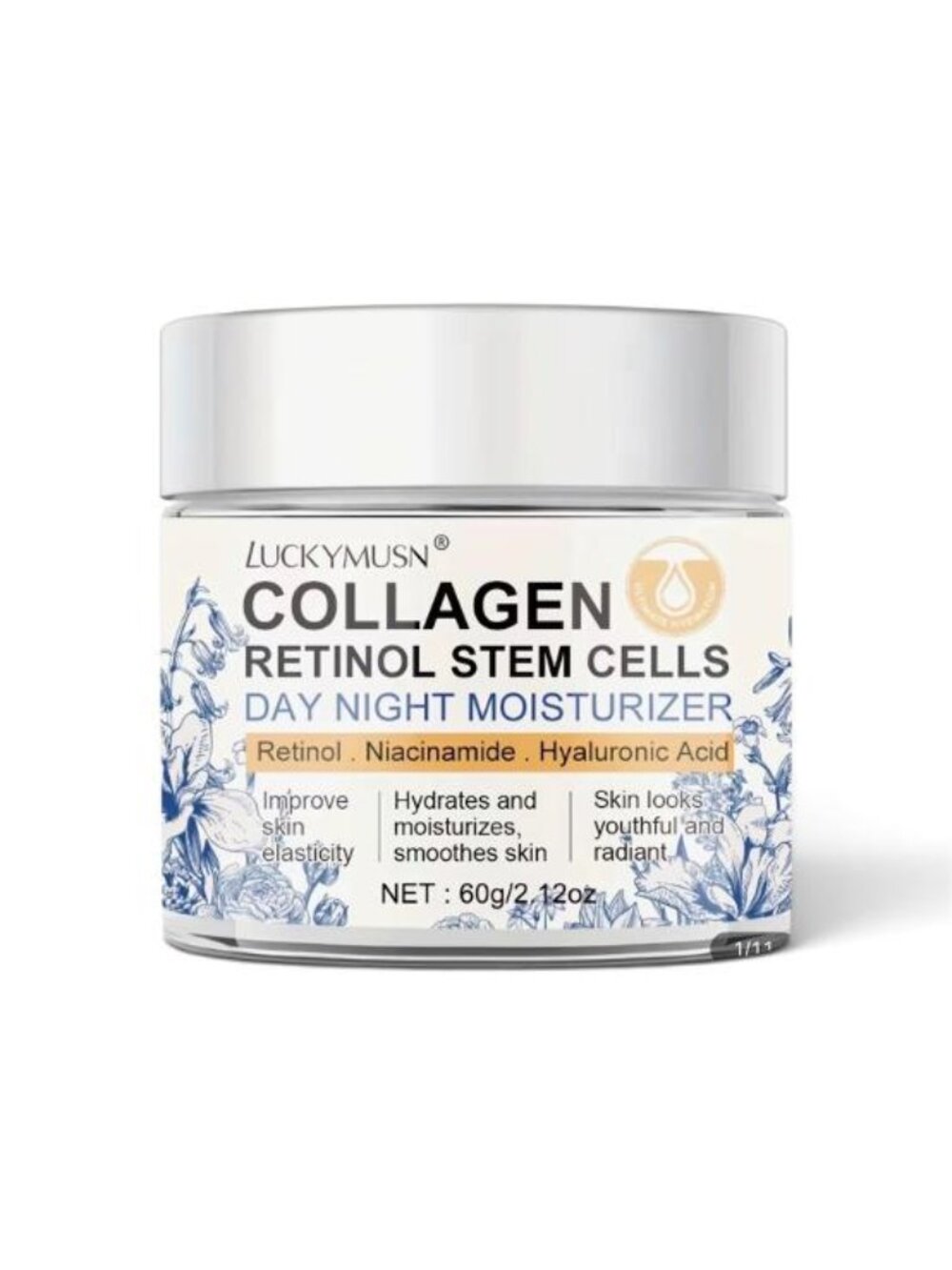 Retinol Collagen Plant Stem Cell Moisturizing Cream,Hyaluronic Niacin 60g/2.12oz